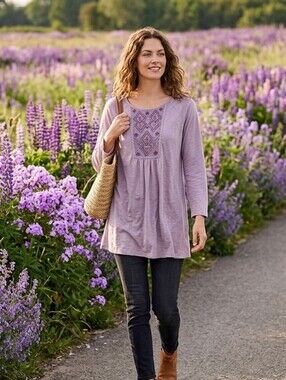 Sonoma Purple Embroidered Tunic